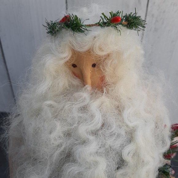 HANDMADE Primitive Santa Claus Doll Country Christmas Decor White - Picture 9 of 10